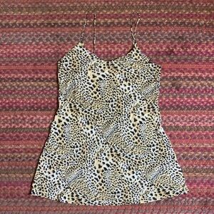 VTG EVA B BITZER LINGERIE DE LUXE CHEETAH PRINT SILK CAMI SLIP DRESS